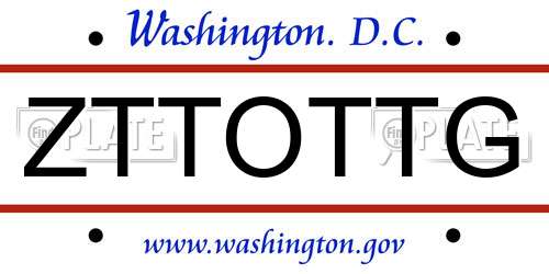 ZTTOTTG District Of Columbia License Plate