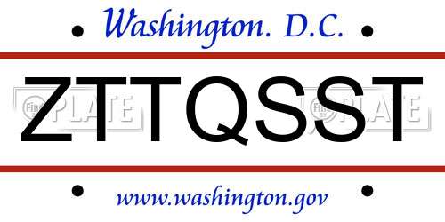 ZTTQSST District Of Columbia License Plate