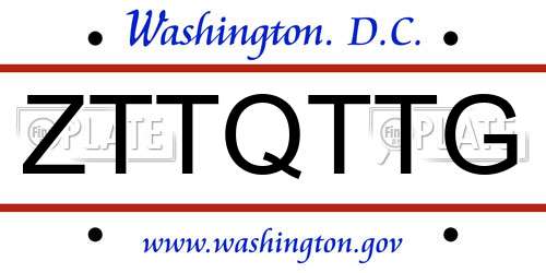 ZTTQTTG District Of Columbia License Plate
