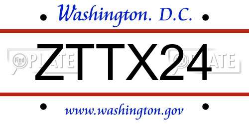 ZTTX24 District Of Columbia License Plate