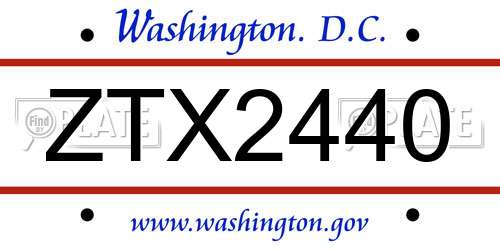 ZTX2440 District Of Columbia License Plate