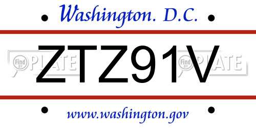 ZTZ91V District Of Columbia License Plate
