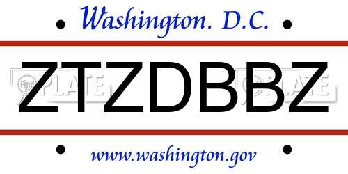 ZTZDBBZ District Of Columbia License Plate