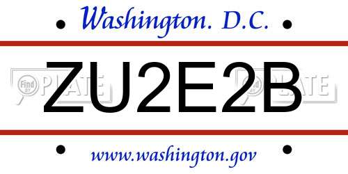 ZU2E2B District Of Columbia License Plate