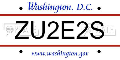 ZU2E2S District Of Columbia License Plate