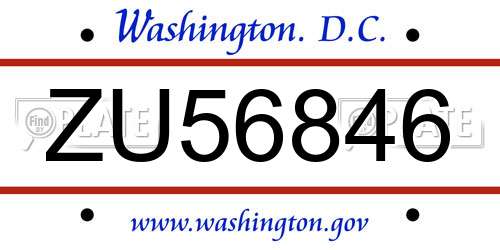 ZU56846 District Of Columbia License Plate