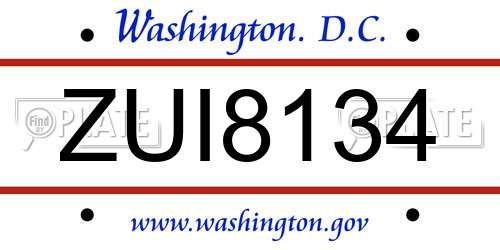 ZUI8134 District Of Columbia License Plate