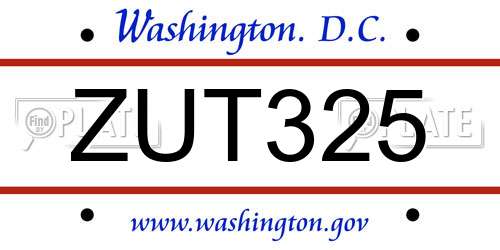 ZUT325 District Of Columbia License Plate
