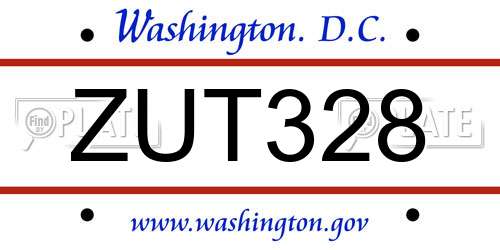 ZUT328 District Of Columbia License Plate