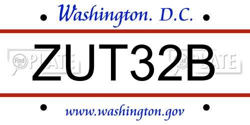 ZUT32B District Of Columbia License Plate