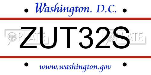 ZUT32S District Of Columbia License Plate