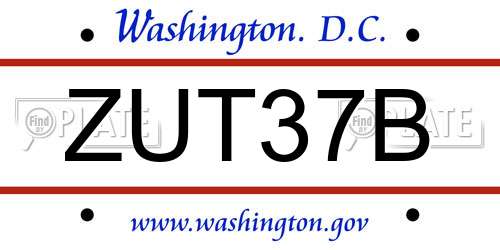 ZUT37B District Of Columbia License Plate