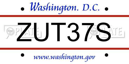 ZUT37S District Of Columbia License Plate