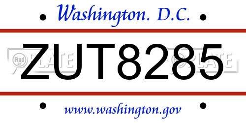 ZUT8285 District Of Columbia License Plate
