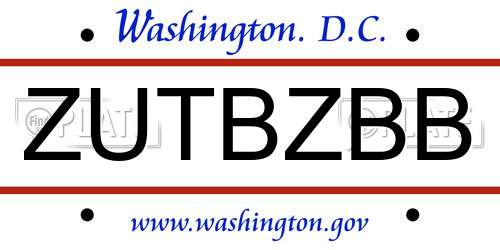 ZUTBZBB District Of Columbia License Plate