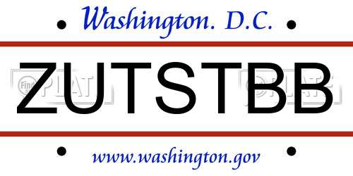 ZUTSTBB District Of Columbia License Plate