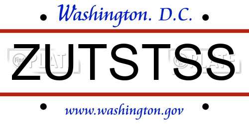 ZUTSTSS District Of Columbia License Plate