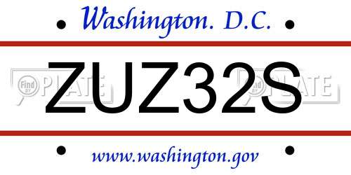 ZUZ32S District Of Columbia License Plate