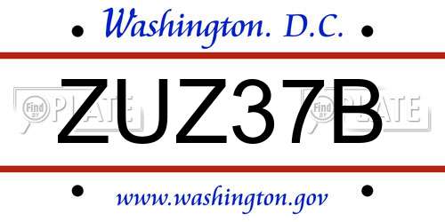 ZUZ37B District Of Columbia License Plate