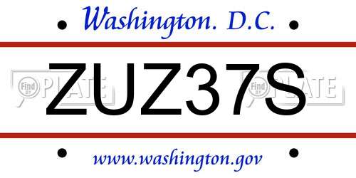 ZUZ37S District Of Columbia License Plate