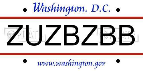 ZUZBZBB District Of Columbia License Plate
