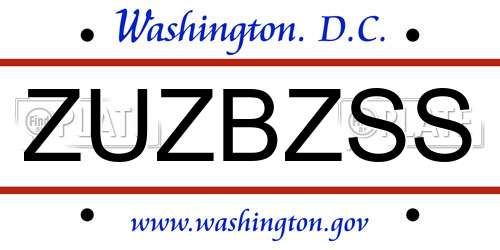 ZUZBZSS District Of Columbia License Plate