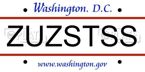 ZUZSTSS District Of Columbia License Plate