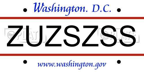 ZUZSZSS District Of Columbia License Plate