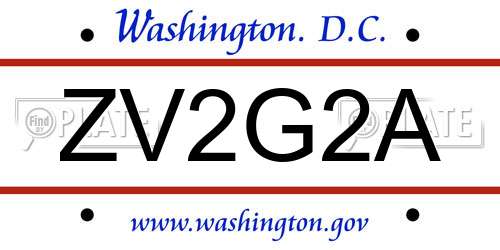 ZV2G2A District Of Columbia License Plate