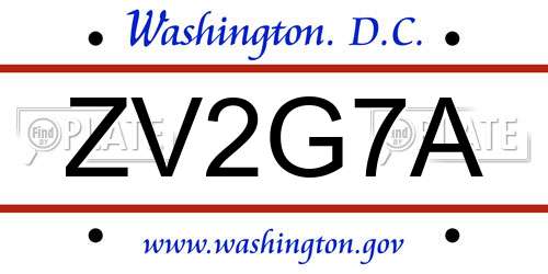 ZV2G7A District Of Columbia License Plate