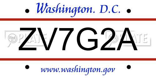 ZV7G2A District Of Columbia License Plate