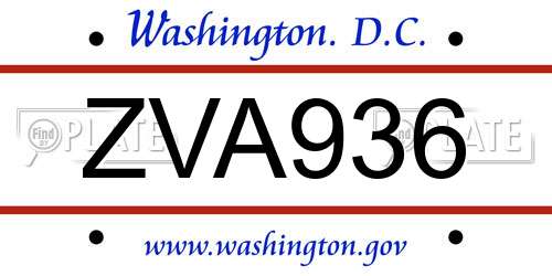 ZVA936 District Of Columbia License Plate