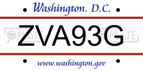 ZVA93G District Of Columbia License Plate