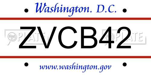 ZVCB42 District Of Columbia License Plate