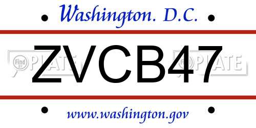 ZVCB47 District Of Columbia License Plate