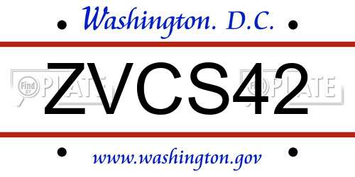 ZVCS42 District Of Columbia License Plate