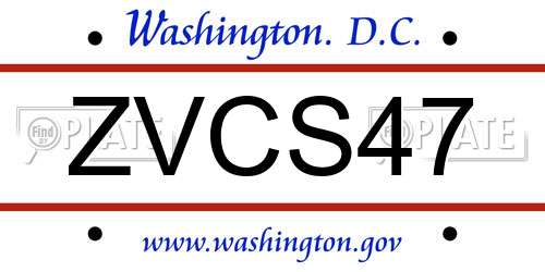 ZVCS47 District Of Columbia License Plate