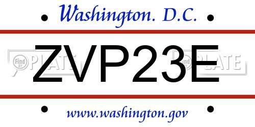 ZVP23E District Of Columbia License Plate