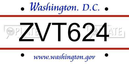 ZVT624 District Of Columbia License Plate