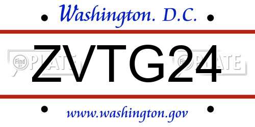 ZVTG24 District Of Columbia License Plate