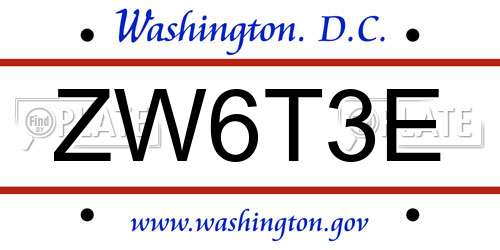 ZW6T3E District Of Columbia License Plate