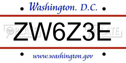 ZW6Z3E District Of Columbia License Plate