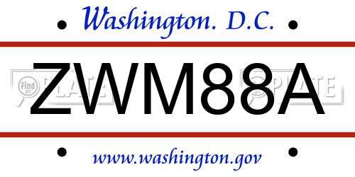 ZWM88A District Of Columbia License Plate