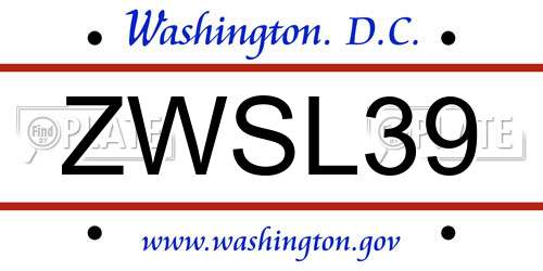 ZWSL39 District Of Columbia License Plate