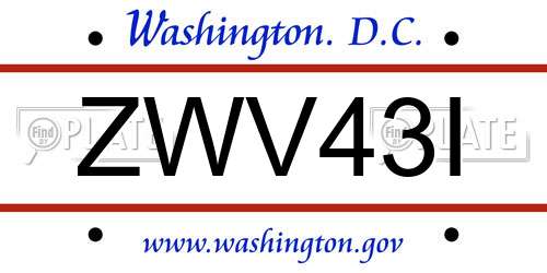 ZWV43I District Of Columbia License Plate