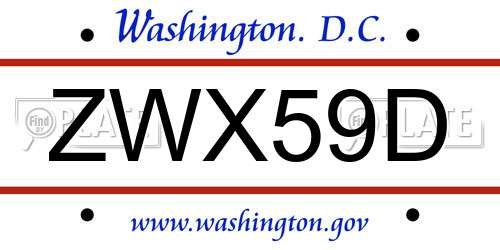 ZWX59D District Of Columbia License Plate