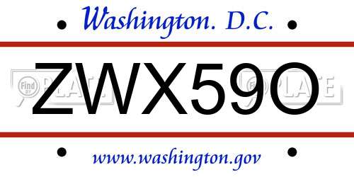 ZWX59O District Of Columbia License Plate