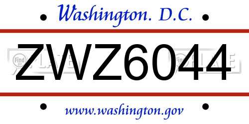 ZWZ6044 District Of Columbia License Plate