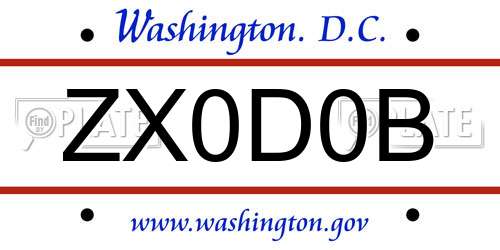 ZX0D0B District Of Columbia License Plate