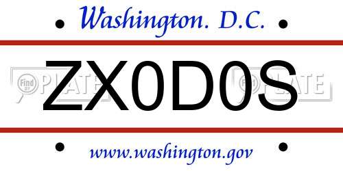 ZX0D0S District Of Columbia License Plate